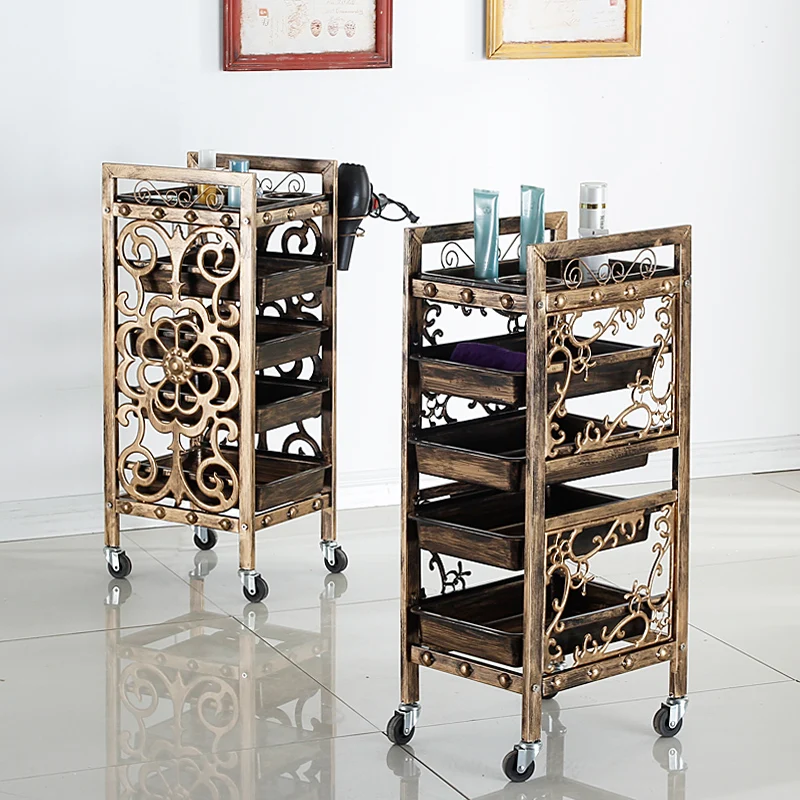 Hair Salon Handcart Bar Cart Styling Tool armadietto portaoggetti multifunzionale carrello Mobile ruote per salone di bellezza 730.