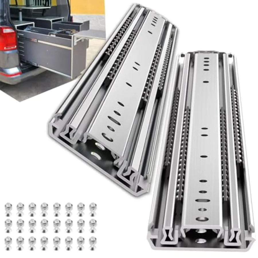

500Lbs Heavy Duty Drawer Slides 1 Pair 16 18 20 22 26 30 40 Inch Full Extension Ball Bearing Sliding Rails Cabinet Runners Trac