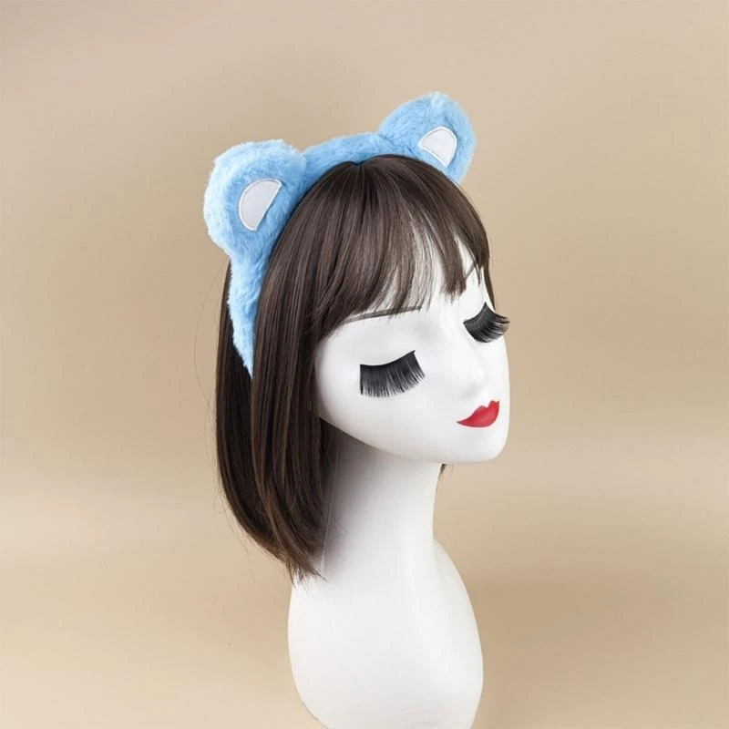 

39BB Practical Plush Hairband With Adorable Bear Ears Headbands For Kids And Adults