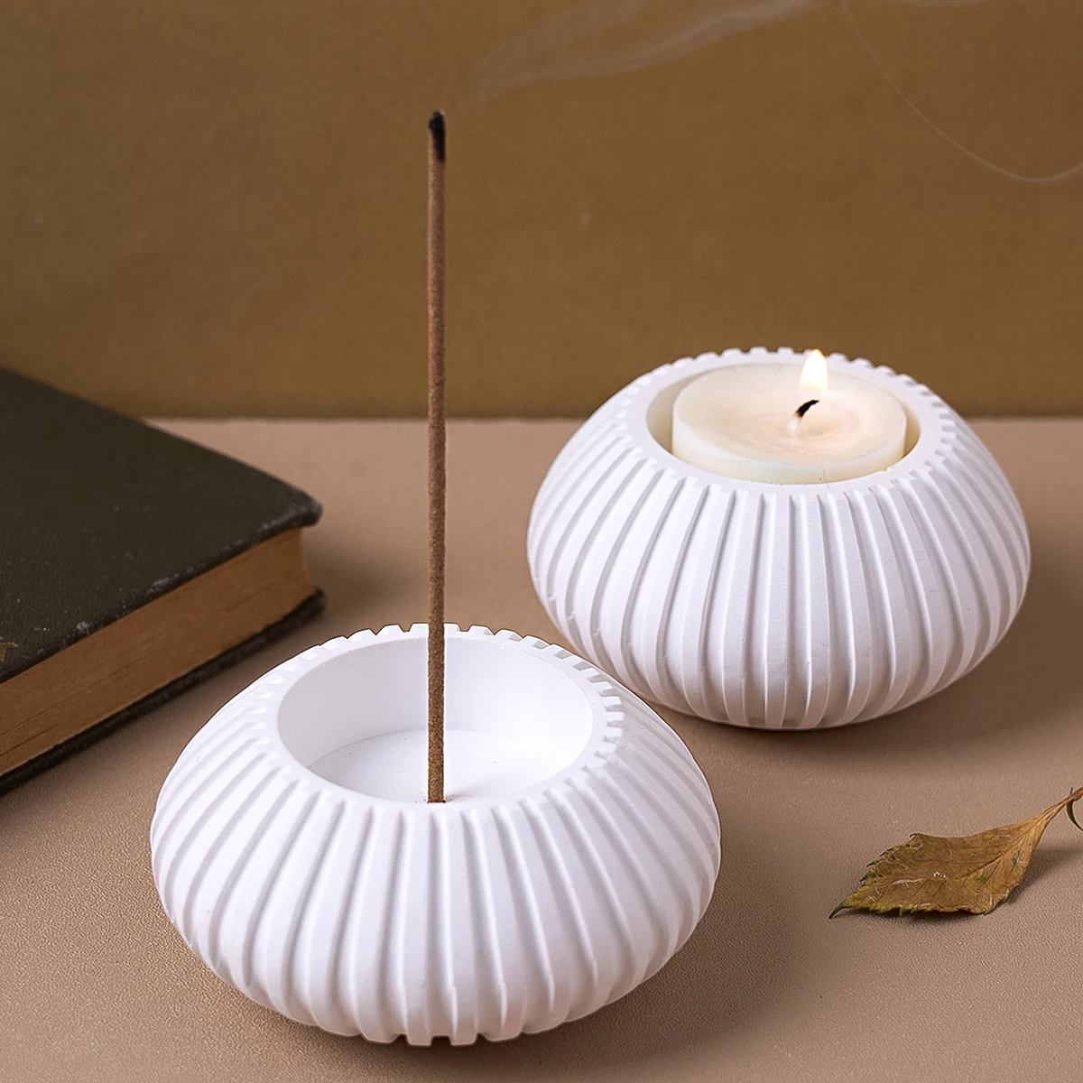 Spherical Stripe Incense Insert Silicone Mold DIY 3D Concrete Aromatherapy Candle Holder Resin Mold Craft Gifts Home Decoration