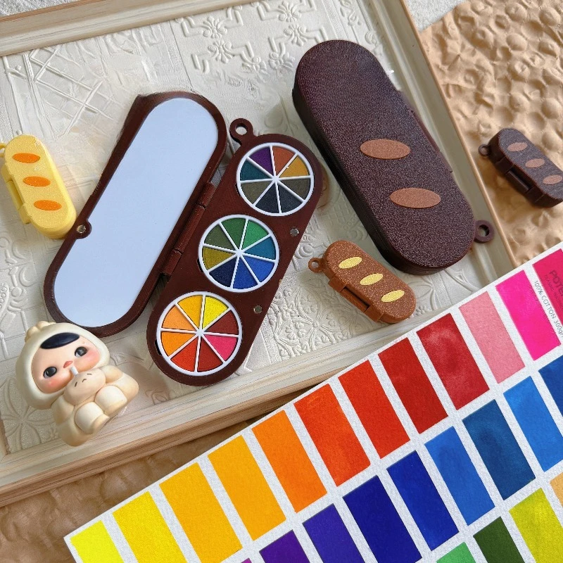 

24-color Watercolor Paint Palette Art Students' Sketching Painting Graffiti Coloring Portable Baguette Watercolor Paint Box