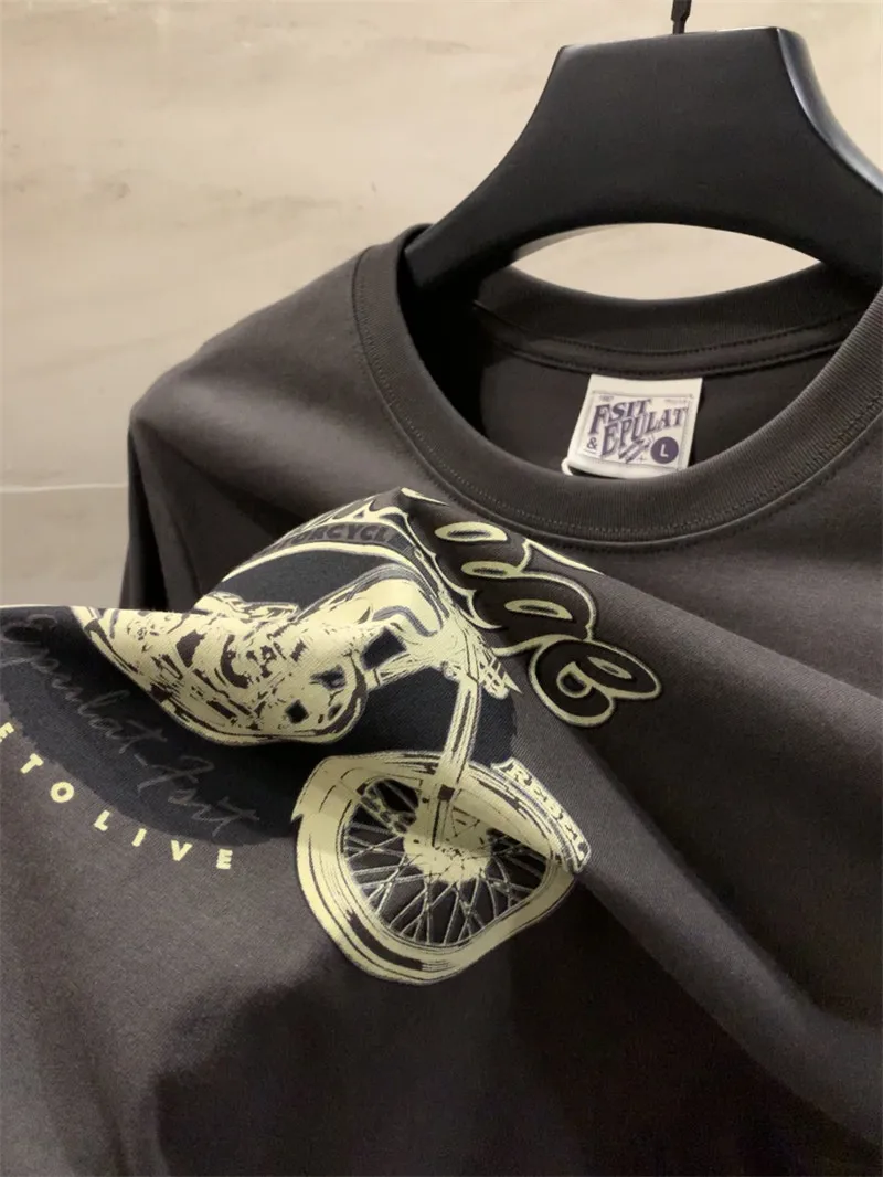 Trendy Washed Brushed Pure Cotton Casual round Neck Long Sleeve T-Shirt for Men Autumn Season Couple Matching Comfortable Ski...