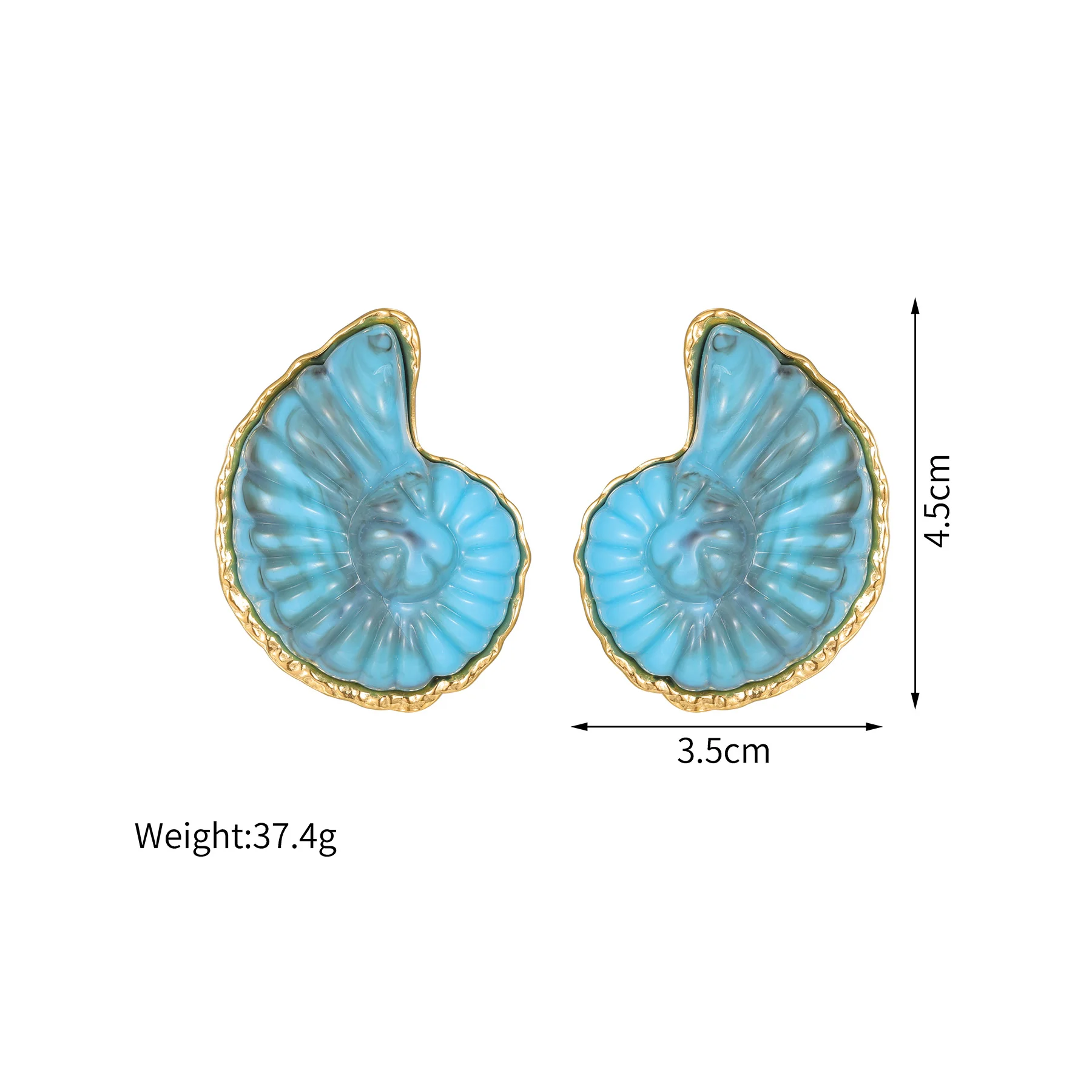 Akizoom أقراط محارة ملونة مبالغ فيها مطلية بالذهب أقراط بيان للنساء الصيف الشاطئ مجوهرات الأزياء هدايا الحفلات