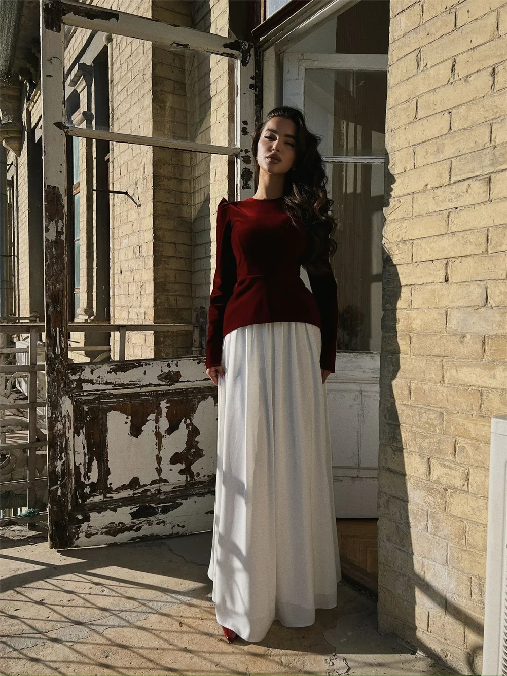 حورية البحر كم طويل مخصص فستان حفلة امرأة س الرقبة مطوي طول الأرض فستان حفلات أنيق فستان سهرة جديد 2025 #1