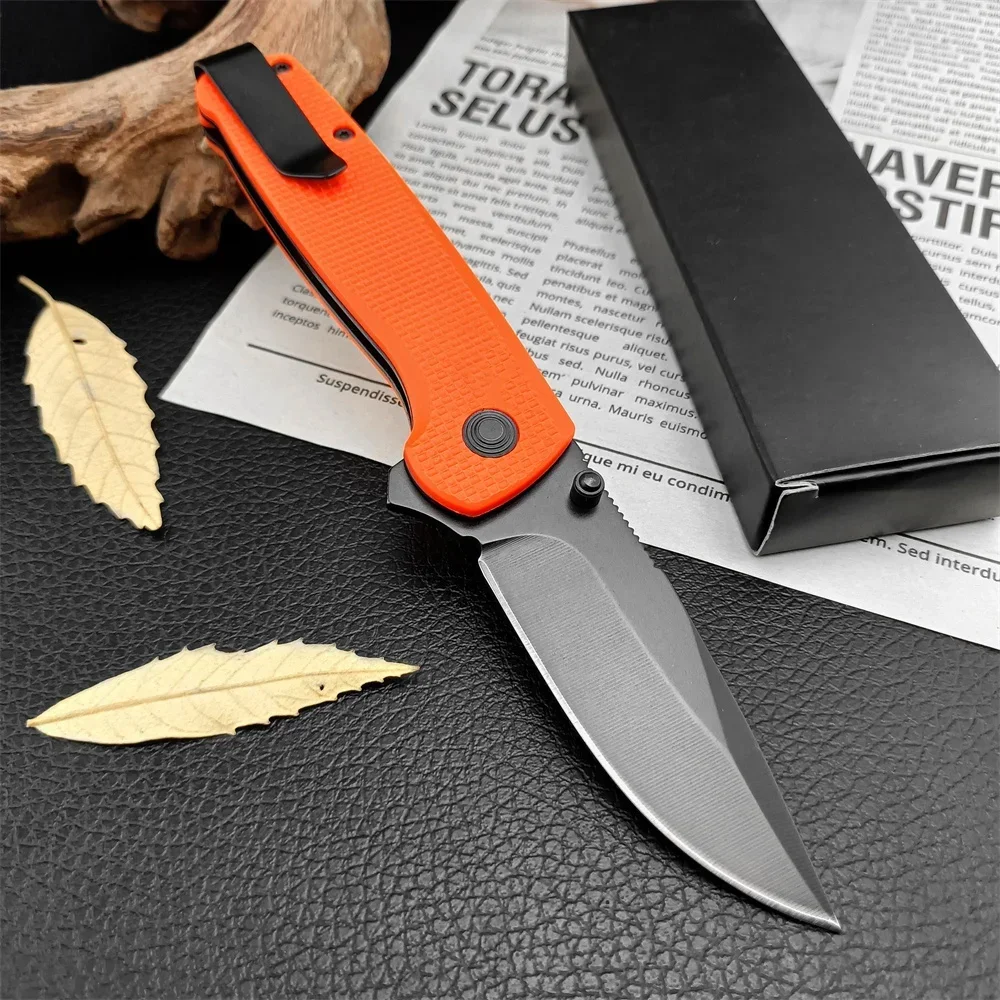 Folding Flip Assist Pocket Knife 440C Blade Orange Nylon Fiberglass Handle EDC Outdoor Camping Tactical Hunting Military Knife