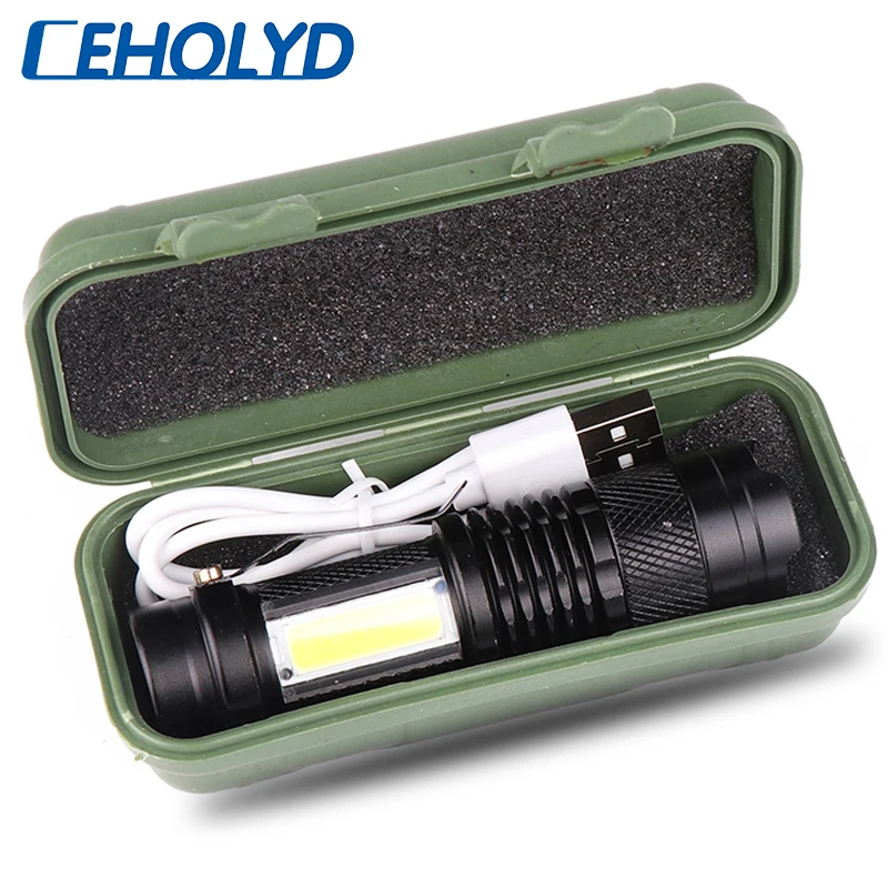 The mini portable LED flashlight uses XML-T6 lamp beads with a lighting distance of 100 meters for adventure, camping, etc.