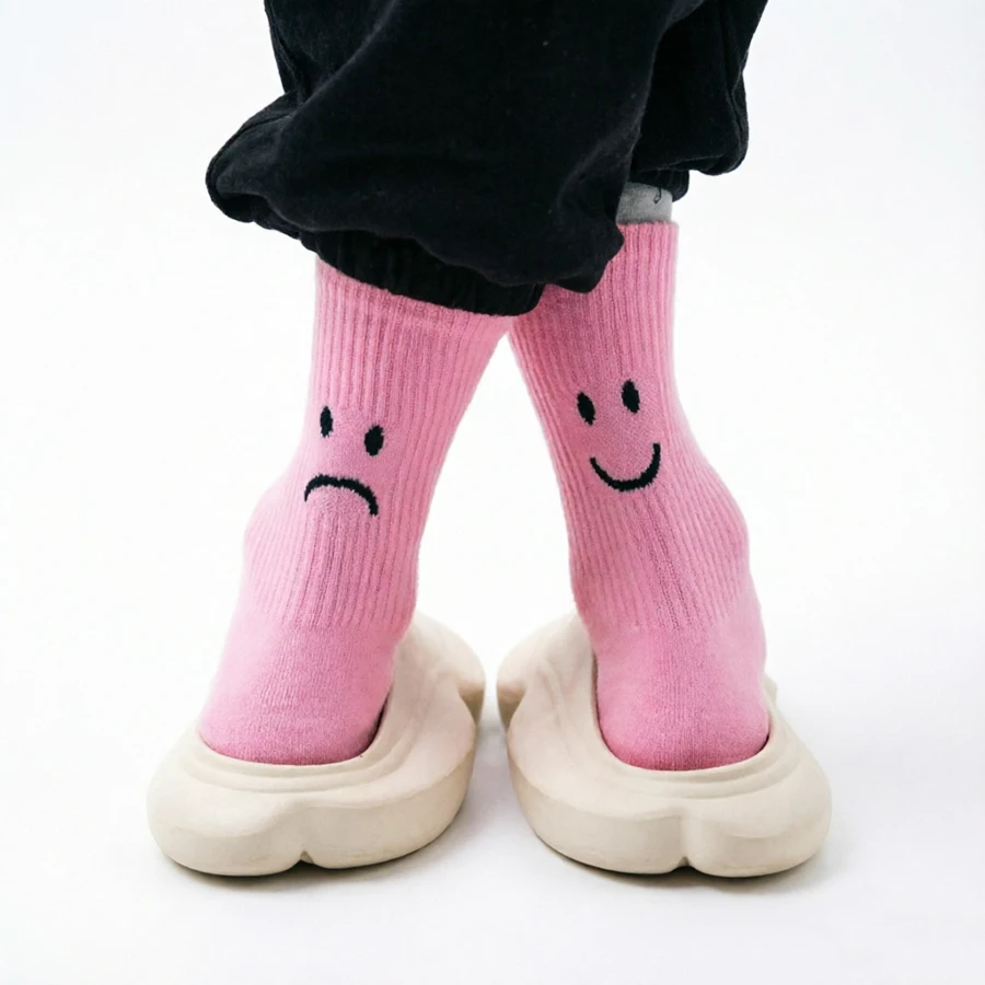 Men Women Couple Socks Behind Crying Face A B Design Funny Novelty Cotton Crew Socks Streetwear Sports Casual
