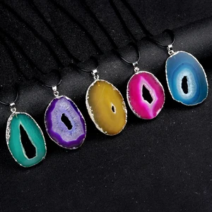 Natural Semi -Compliant Stones im unregelmäßigen Format, Lila, Rosa, Grün, Achat, Anhänger, Schmuck, DIY -Halsketten, Ohrringezubehör 10 Hauptverkäufe Nuria Semi Schmuck - №2