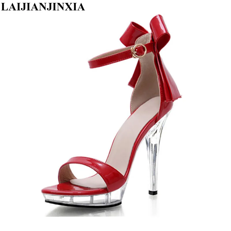 

LAIJIANJINXIA New Crystal Ankle Strap Sandals 13 CM Sexy Super High Heel Platforms Fashion Women's Shoes, Pole dancing Shoes