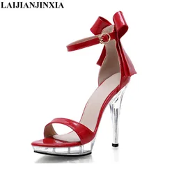 New Crystal Ankle Strap Sandals 13 CM Sexy Super High Heel Platforms Fashion Women's Shoes, Pole dancing Shoes