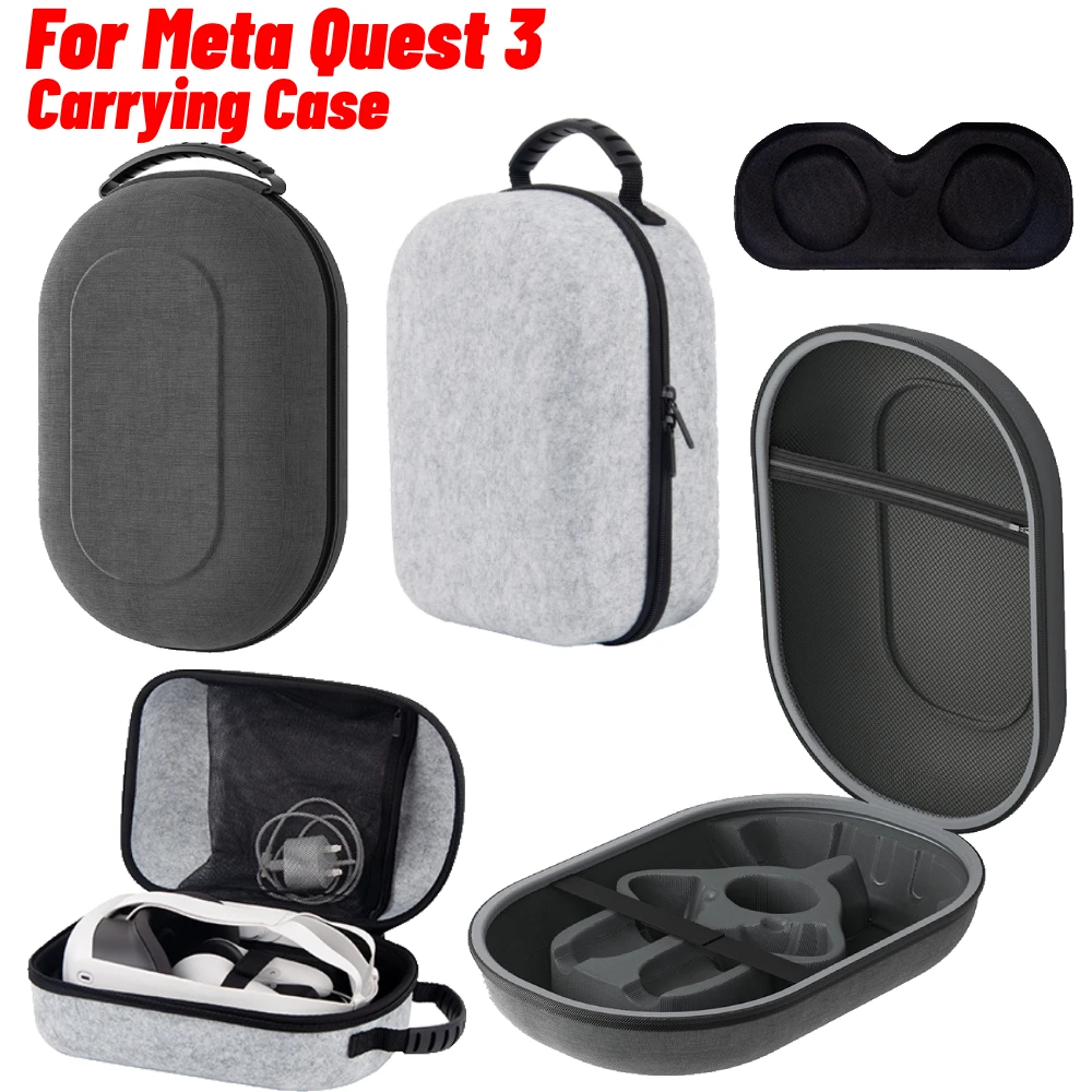 For Meta Quest 3 EVA Carrying Case Headset Storage Bag Shockproof Protective Bag with Shoulder Strap VR Glasses Accessories