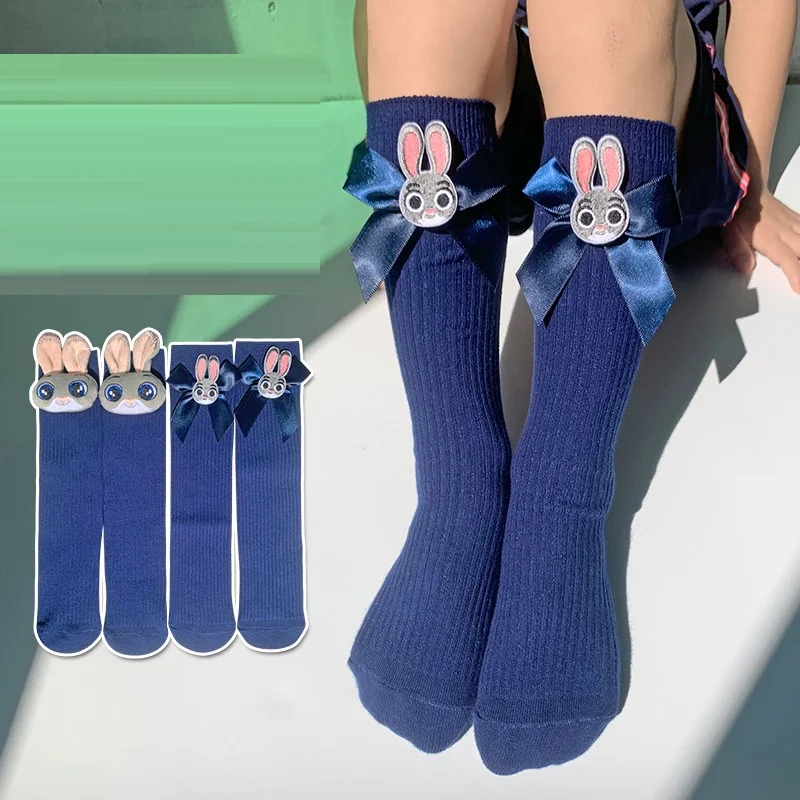 1 Paar Mädchensocken für 3-12 Jahre, Judy Officer Socken, Dünne College-Style Baby-Wadensocken, Niedliche Cartoon-Hasen-Strümpfe, Kinderspielzeug-Geschenke