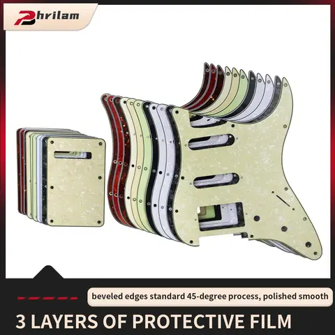 PHRILAM SSH 11 hole ST electric guitar guard, 3-Layer  St  Pickguard with Aluminum Foil Shield Fits American/Mexican ST