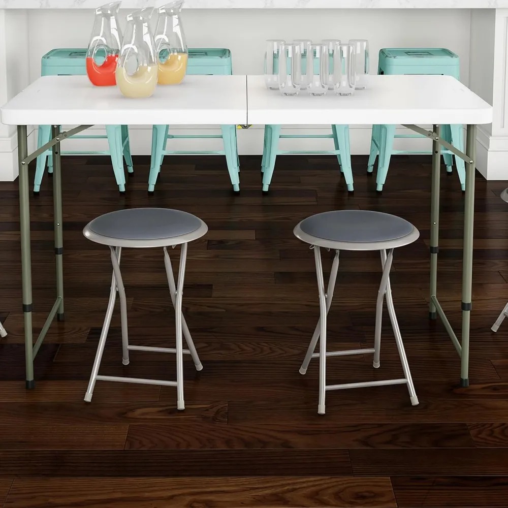 2-Pack Heavy-Duty Folding Bar Stools, 18-Inch Height with Padded Seats, 225lb Capacity for Home Use