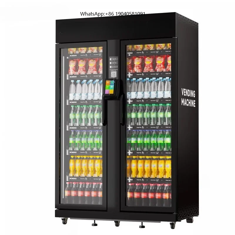 XMAI Ultra Capacity AI Vision Vending Machine 1100L Contactless Payment Remote Brightness Temperature Control for Shopping Mall