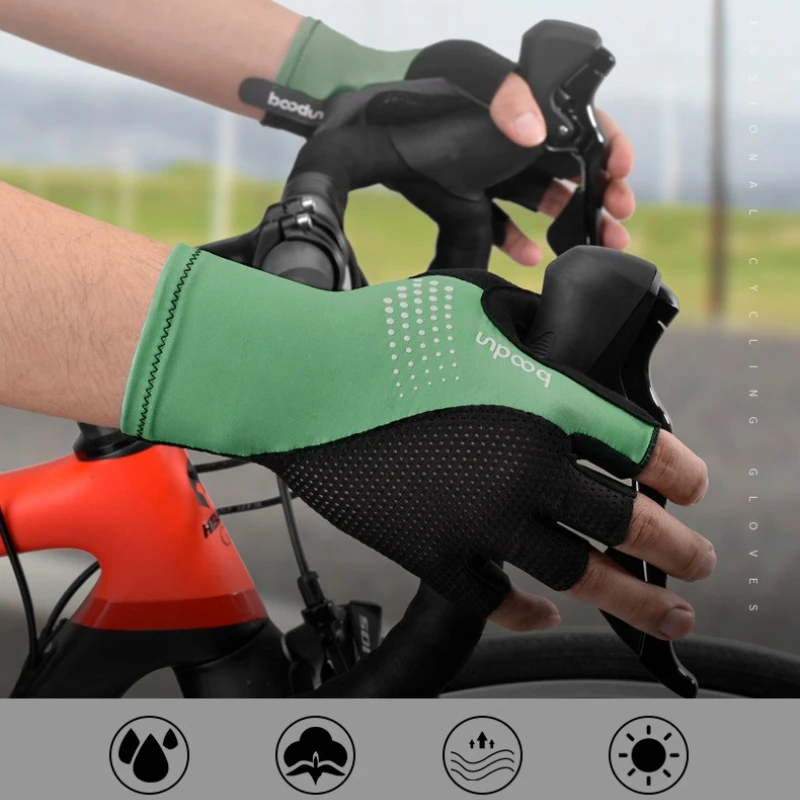 Breathable Lightweight Cycling Half Finger Gloves Elastic Comfort Anti-Slip Shock-Absorbing for Road Mountain Bike Riding Sports