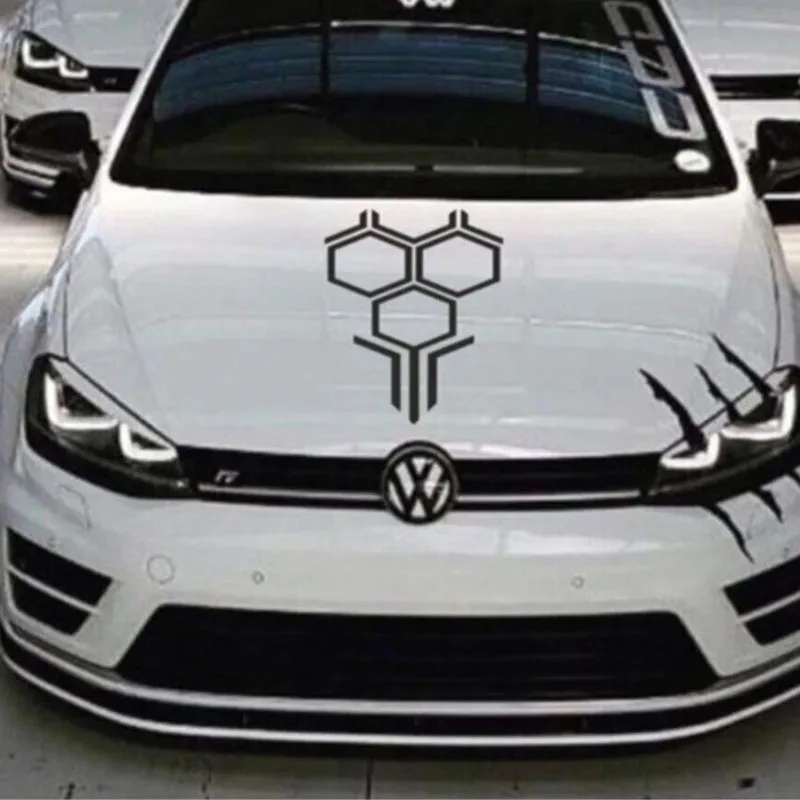 Honeycomb Upper Cowl Car Vinyl Decals Racing Stickers Tuning Wrap Accessories On Hood For Hyundai Accent, Kia Rio, Audi Q5, Ford