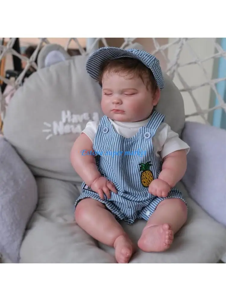 

090B 50CM Baby Full Body Silicone Boy Sleeping for Doll Rooted Hair Hand Paint