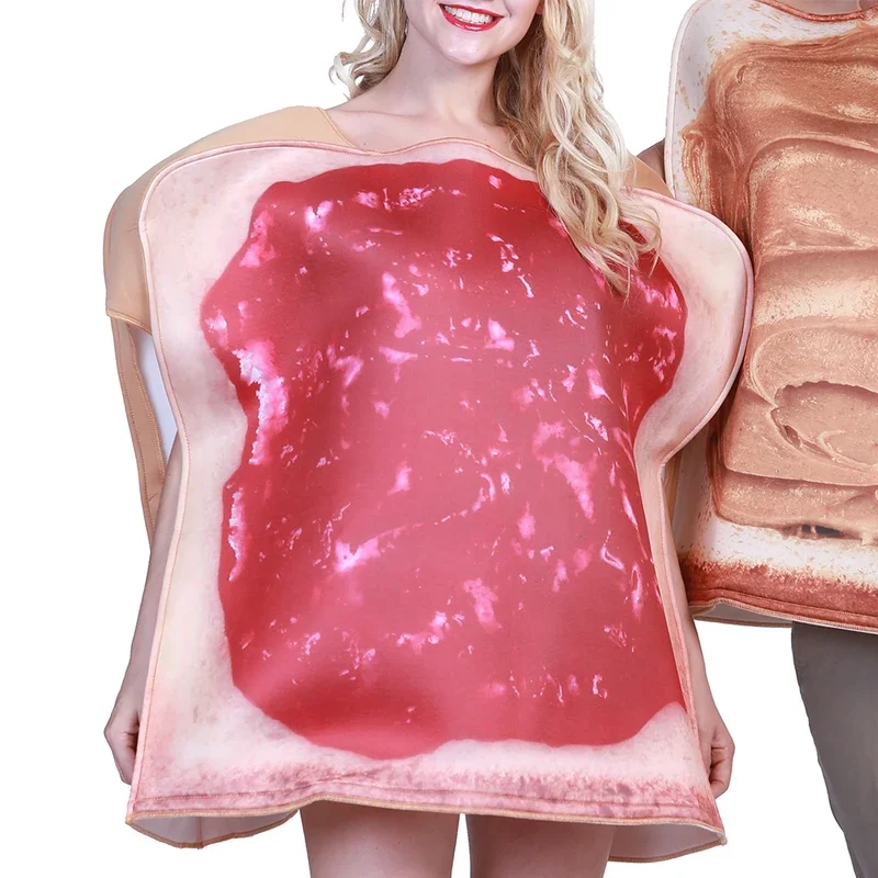 Adult Funny Peanut Butter and Jelly Bread Costume Halloween Couples Food Cosplay Outfits Carnival Easter Purim Fancy Dress