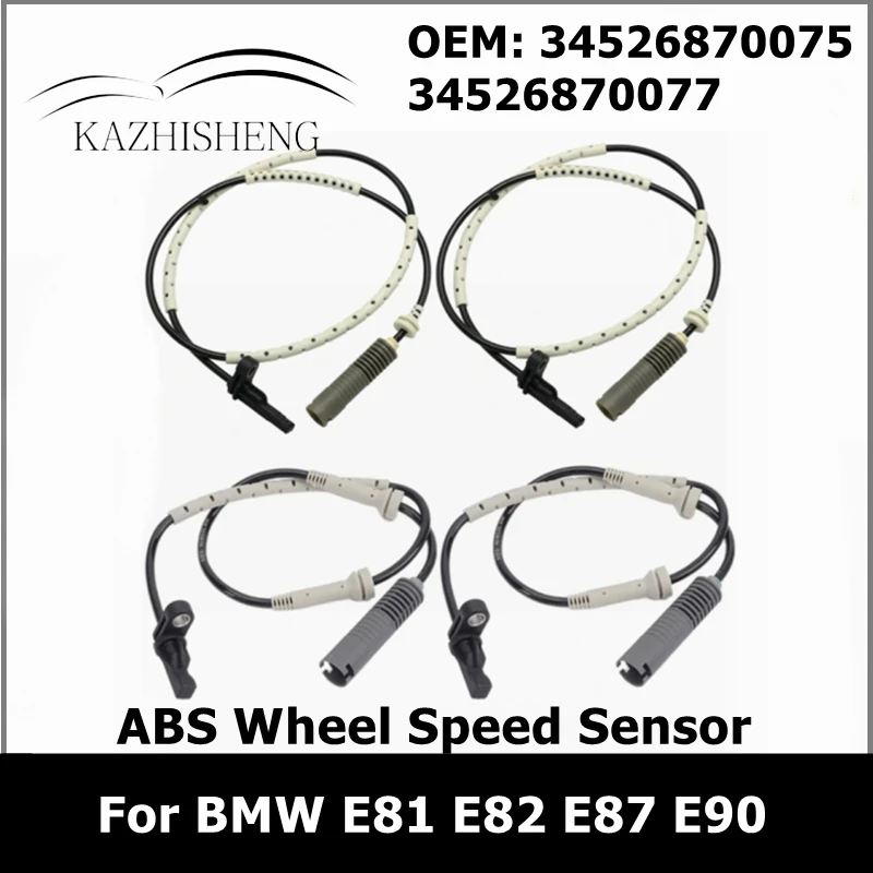 Sensor de velocidad de rueda delantera y trasera de coche, ABS, 4 piezas, para BMW E81, E82, E87, E90, 34526870075, 34526870077, 34526760424, 34526762476