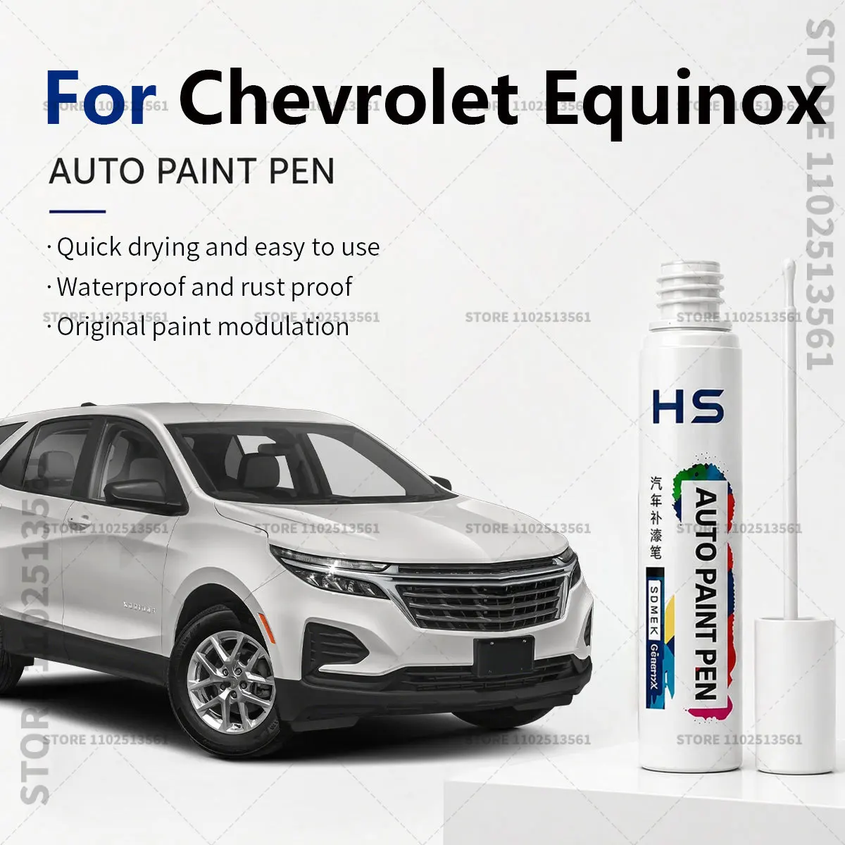 For 2004-2025 Chevrolet Equinox Touch Up Paint Pen – Quick Car Scratch Repair for Chips & Minor Scratches white gray black Red