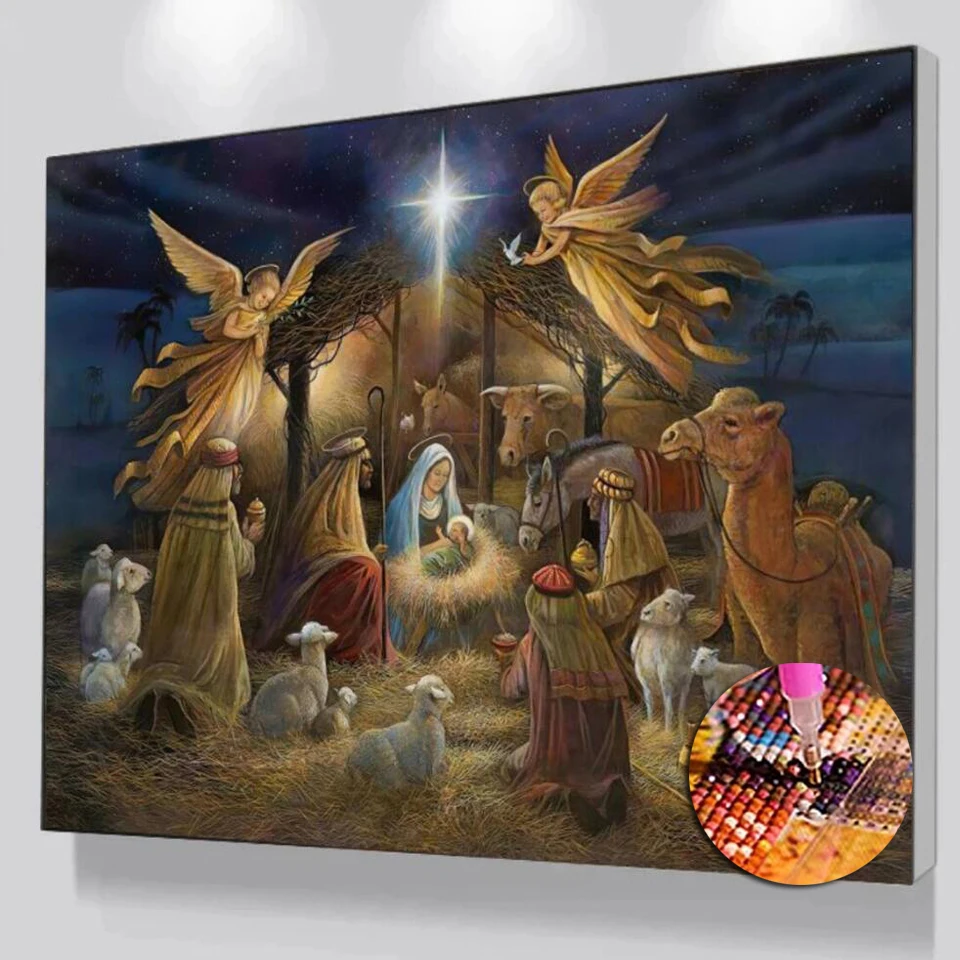 

Birth of Jesus Christ DIY Diamond Painting Large Size Quality Large Size 130x100cm Religion Portrait Full Diamond Embroidery