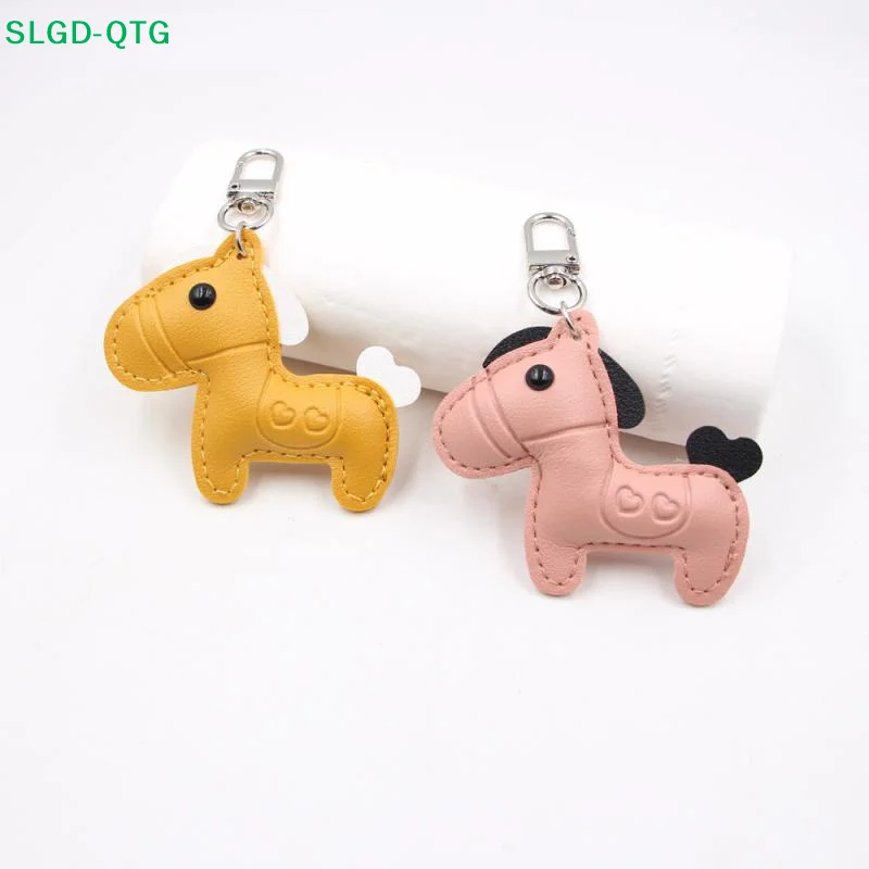 

Cute Fashion Women Men's Cartoon PU Horse Keychain Car Keyring Bag Pendant Charm Leather Animal Keyfob Sister Bestie Friend Gift