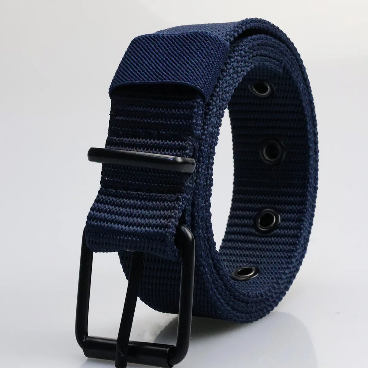 Neue poröse Nadel schnalle Leinwand Gürtel Herrenmode vielseitige Gürtel Student Jugend militärische Ausbildung verlängerten Denim Designer Gürtel – Detail 7