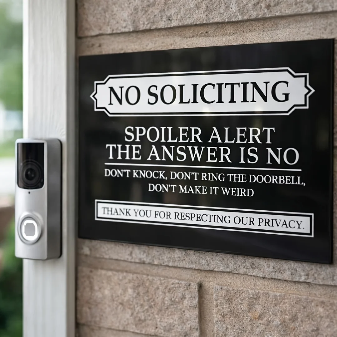 Retro Aluminium Humorous No Soliciting Sign, 
