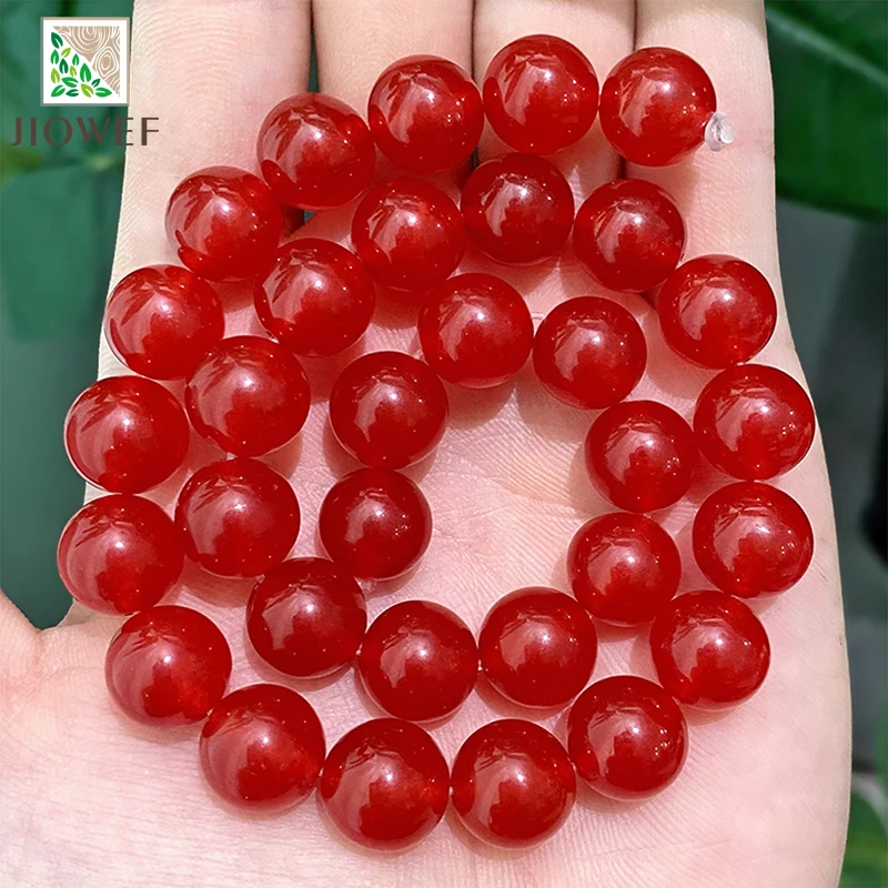 Smooth Red Jasper Chalcedony Jades AAAAA Natural Stone Beads for Jewelry Making DIY Charms Bracelet 4/6/8/10/12/14mm 15\