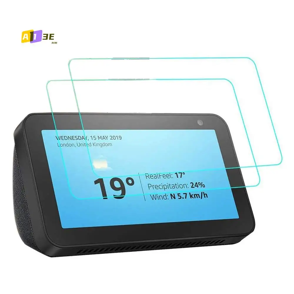 A13E-واقي شاشة زجاجي لفيلم Echo Show 5 من الزجاج المقسى الشفاف للخدش #1