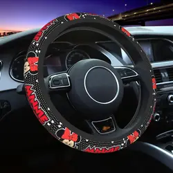 38cm Car Steering Wheel Covers Mickey Mouse Minnie Elastic Braid On The Steering Wheel Cover Car-styling Car Accessories