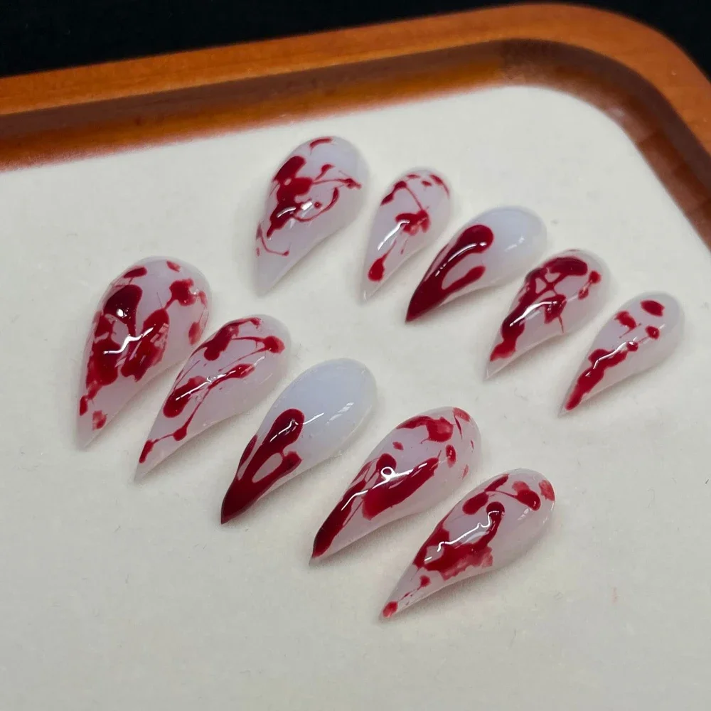 Europe America Long Dragon Shaped Claw Handmade Full Cover Fake Nails Colorful Beast Claw Gradients Design Press On Nails Gift