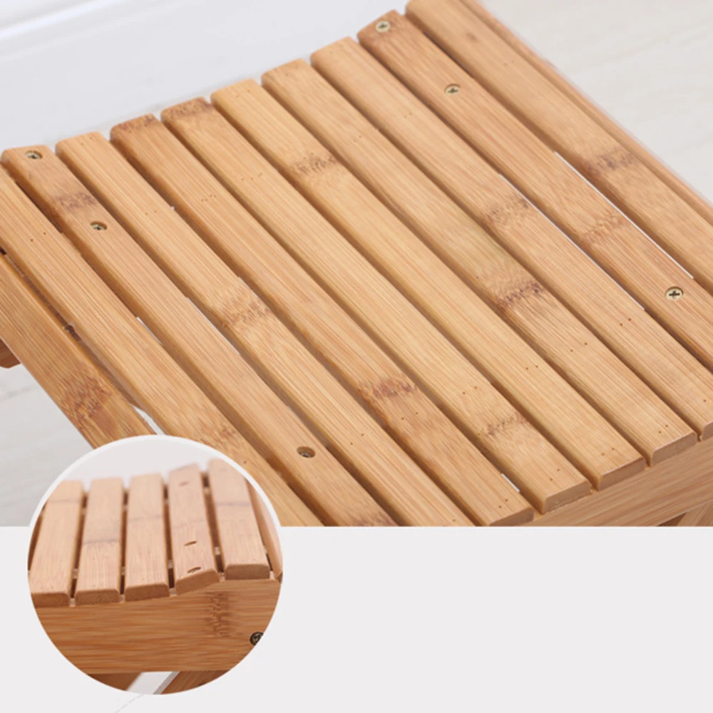 1PC Portable Bamboo Folding Stool Home Use Small Chair Outdoor Fishing Square Stool Real Wood Compact Seat for Indoor & Outdoor image 4