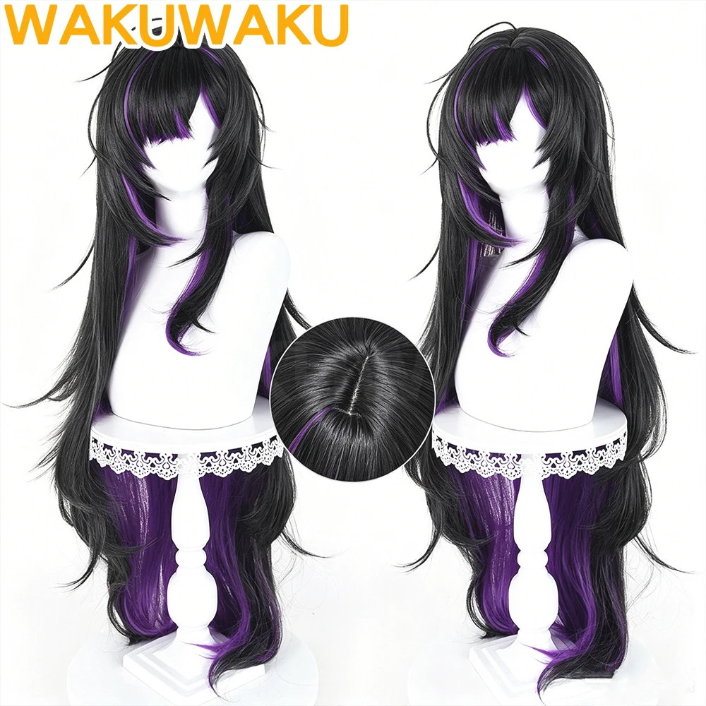 

IN STOCK Label Cosplay Wig Game WakuWaku Women Purple Black Long Hair Label Cosplay Free Wig Cap