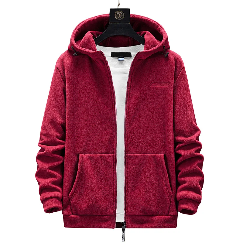 Plus Size L-8XL Men's Fleece Sweater Outdoor 2023 Autumn Polar Fleece Cardigan hooded Outside Zip Hoodies Sweatshirts Coat