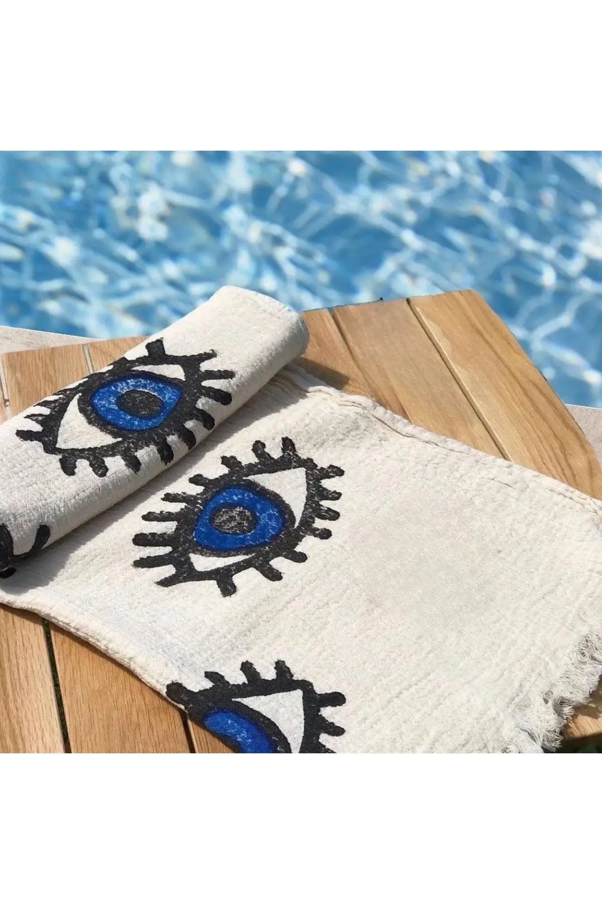 Stone print blue eye patterned beach towel/pashtemal 90x180 Cm % cotton