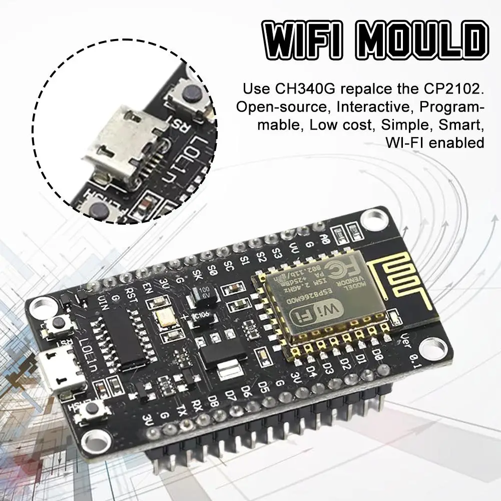 1st Nodemcu Lua Ch 340G Esp8266 Draadloze Wifi Internet Of Ontwikkeling Board Module 1Pc Antenne I6c4