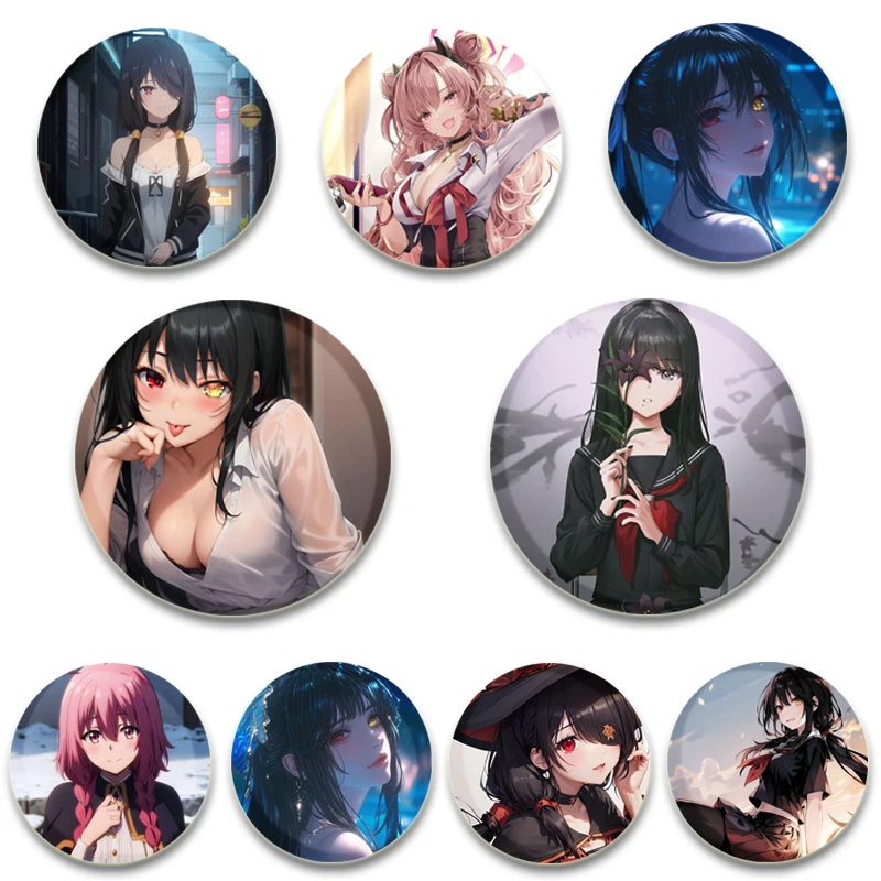 

Anime Figure Kurumi Tokisaki Fashion Button Pin, Snap in Design Brooch, Daily Ornament Badge, Gifts for Birthday Anniversary