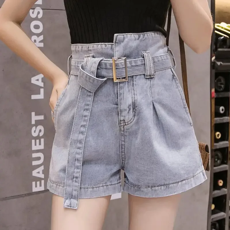 Denim Shorts Female Summer New Korean Version of Loose Fashion High Waist Slimming Casual Wide-leg Ins Hot Pants Woman Jeans