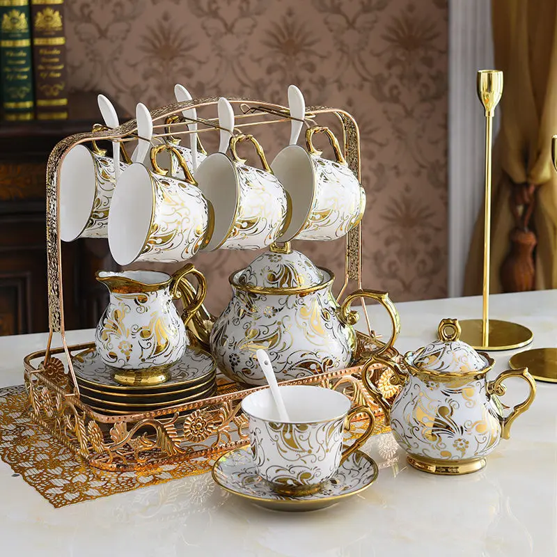 

Nordic Noble Bone China Coffee Pot, Coffee Cups, Saucer, Sugar Bowl Set, Luxury Ceramic Mug, Top-grade Tea CupTea Spoon