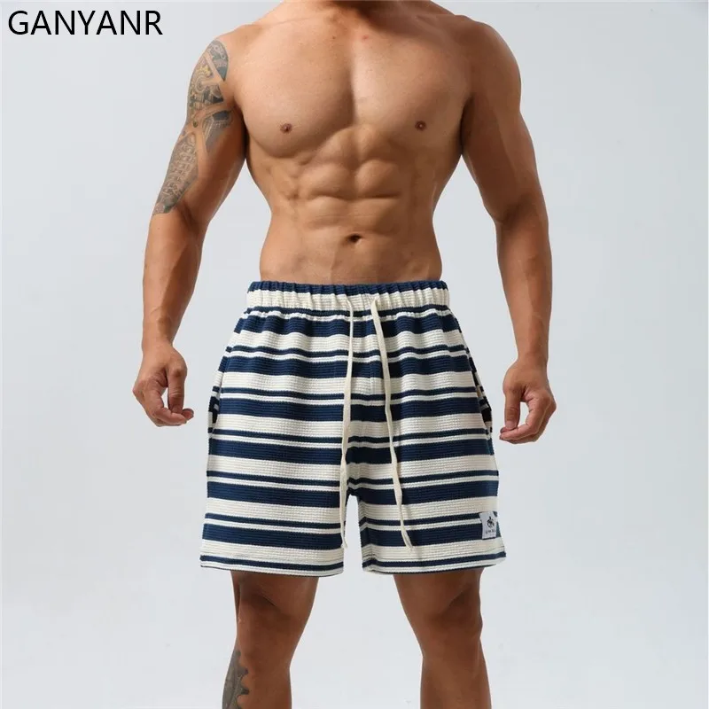 GANYANR-pantalones cortos para correr para hombre, ropa deportiva para entrenamiento de culturismo, Crossfit, gimnasio, ciclismo, verano, fitness, fútbol, baloncesto