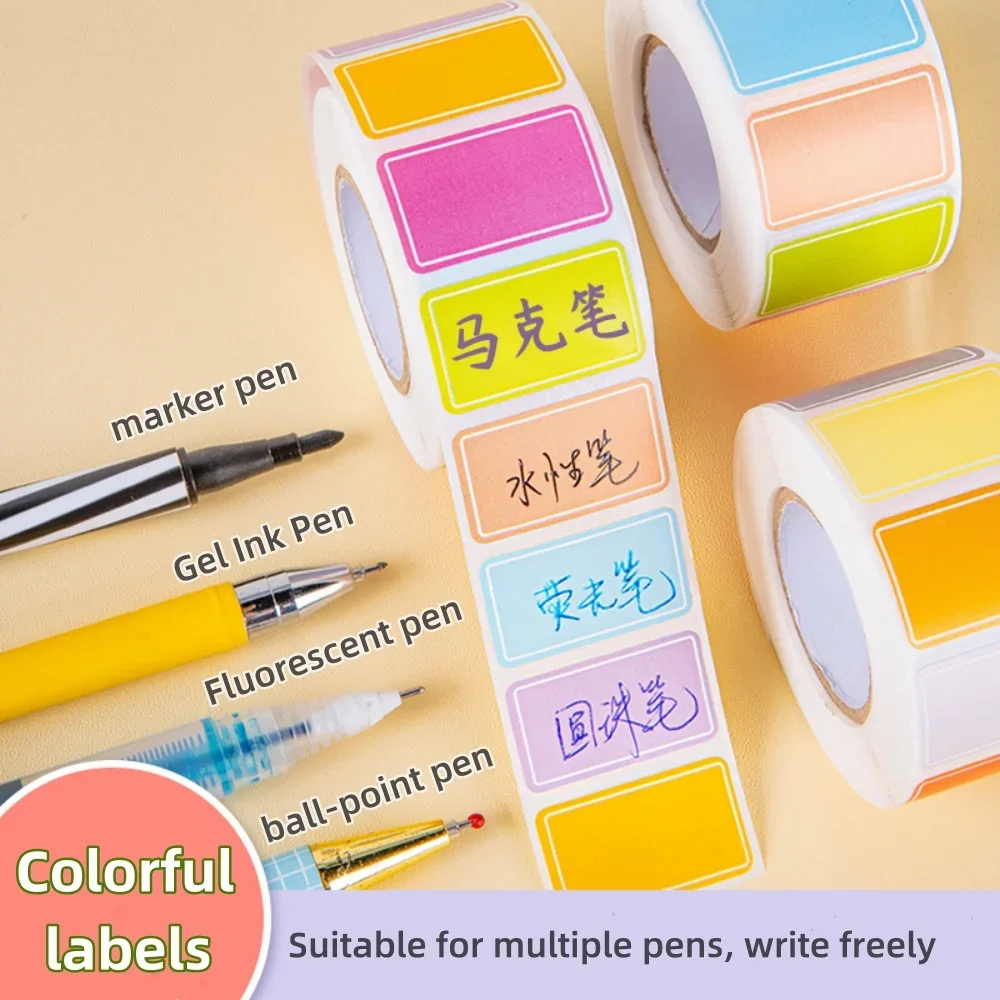 

500pcs/Roll Multi Use Colorful Labels Waterproof Self Stick Name Tags for Blank Handwritten Small Notes and Category Indexing