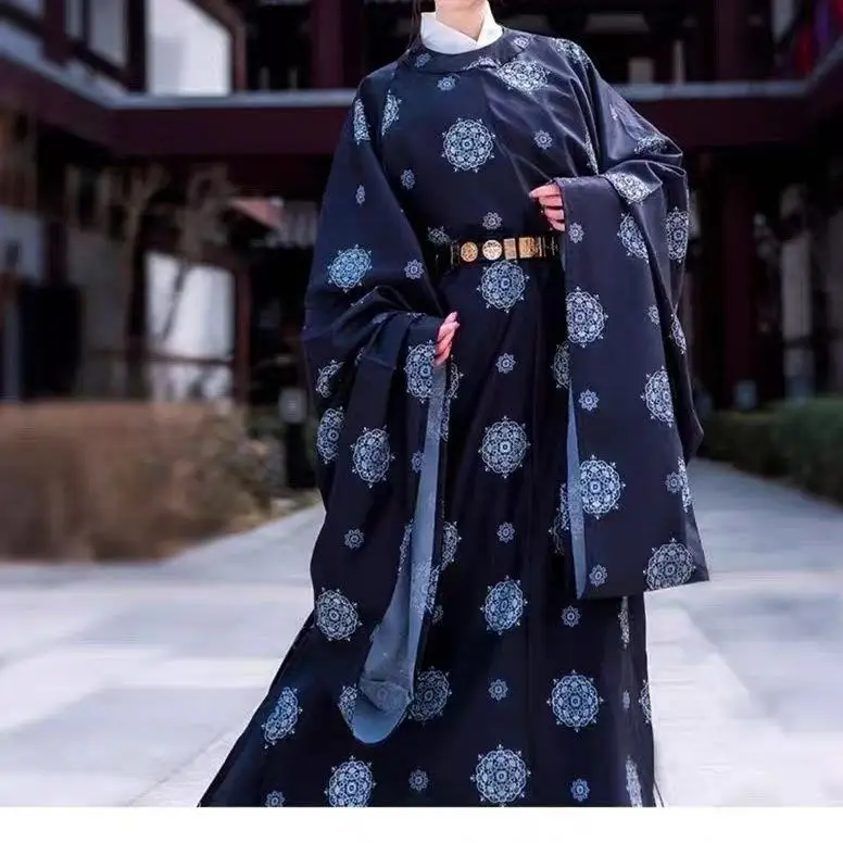 الأصلي Hanfu الرجال النساء سونغ سلالة واسعة الأكمام جولة الرقبة رداء هالوين الأمير الملكي تأثيري حلي مرحلة الأداء البدلة