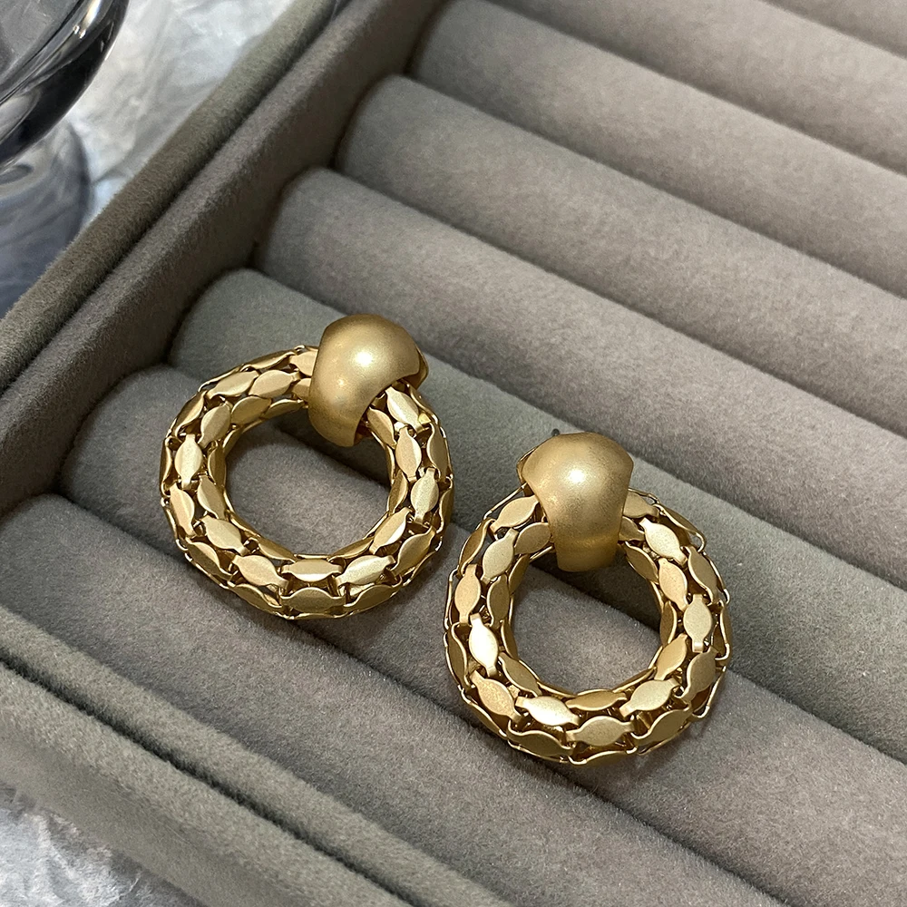 أقراط مرصعة بخاتم دائري مجوف للنساء ، مجوهرات هندسية كلاسيكية ، سحر أنيق ، مقاومة للماء ، موضة حلوة ، عتيقة