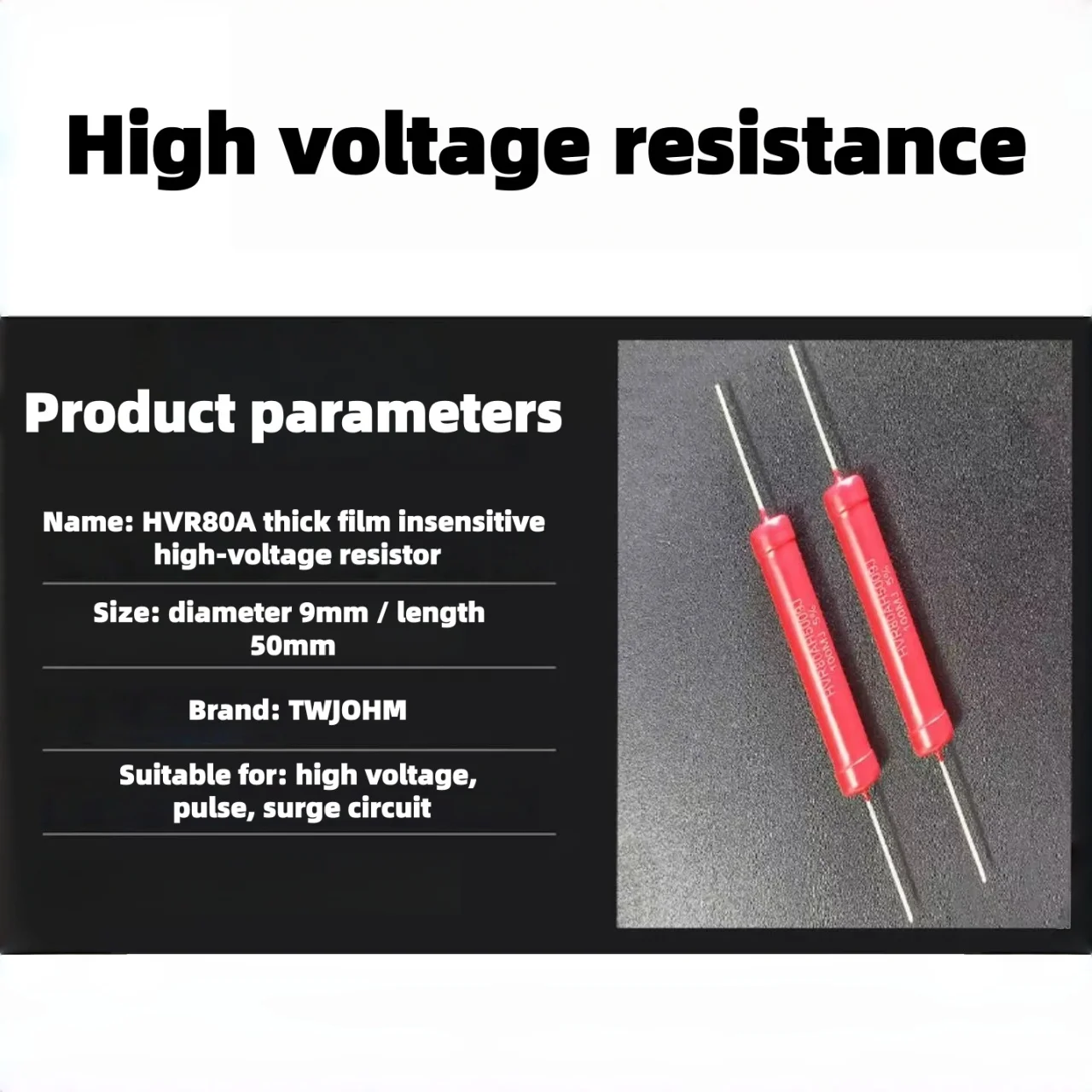 4#HVR80AH5009-5W thick film insensitive 200M250M400M300M500M2G3G1G high voltage resistor