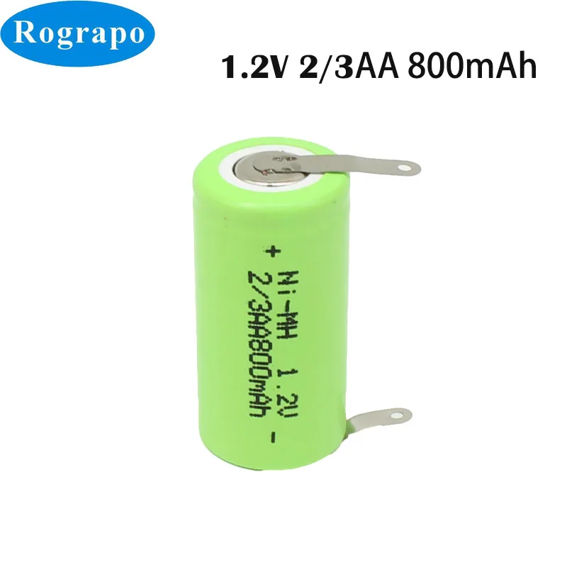 1-3 sztuk 1.2V 2/3AA 800mAh Ni-Mh 2/3 AA Ni-Mh akumulator z kołkami do golarki elektrycznej