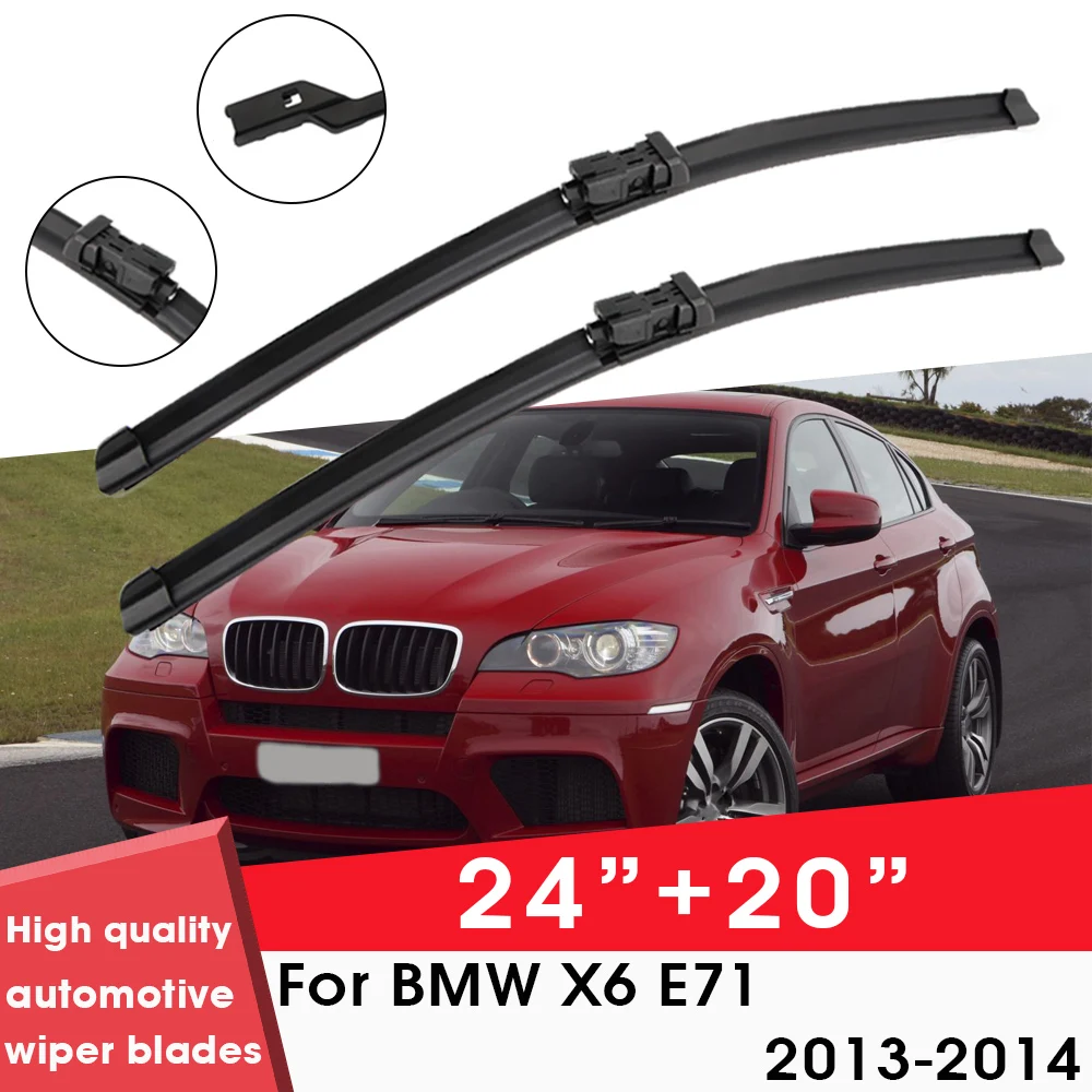 

Car Wiper Blade Blades For BMW X6 E71 2013-2014 24"+ 20" Windshield Windscreen Clean Naturl Rubber Cars Wipers Accessories