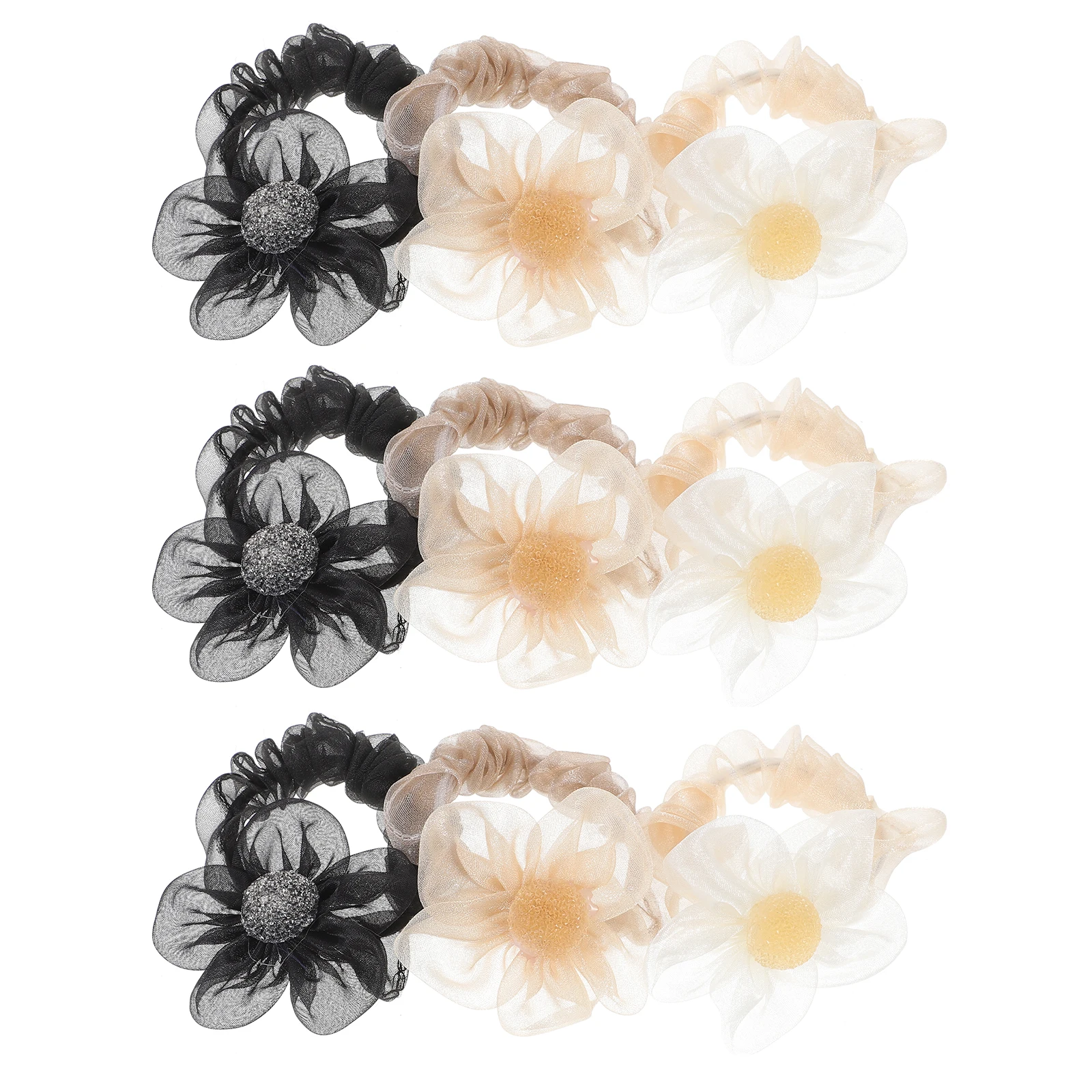 

9Pcs Floral Hair Ties Elastic Ponytail Holder Decorative Hair Scrunchies Cute Accessories for Women Ponytail Holder