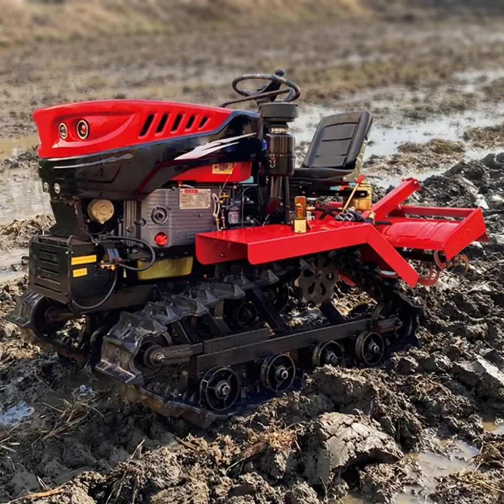 Farm Crawler-type Rotary Tiller Fertilizing Leveling Threshing Crawler Tractor Ploughing Sowing Weeding Rotary Cultivator